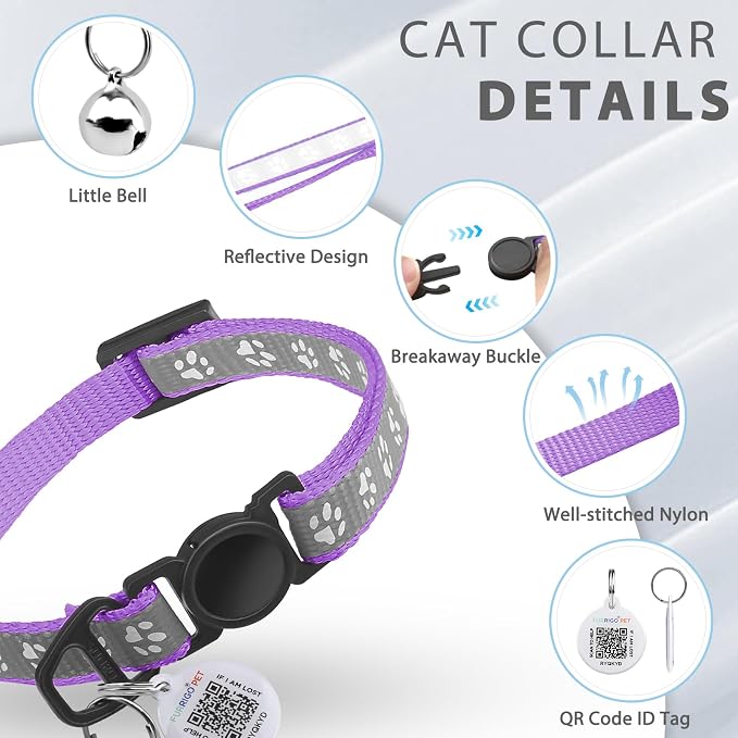 Cat Collar Breakaway with QR Code Name Tag, Reflective Kitten Collars with Bell - Image 7