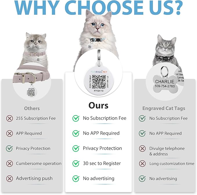 Cat Collar Breakaway with QR Code Name Tag, Reflective Kitten Collars with Bell - Image 2