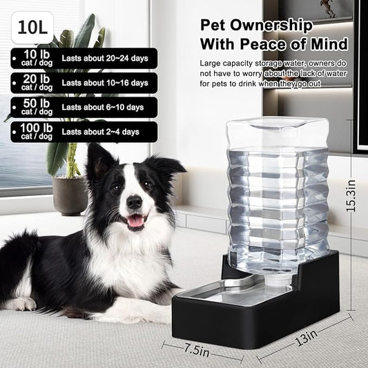 RIZZARI Stainless Steel Pet Water Feeder: 10L Gravity Leak-Proof Auto Refill - Image 2