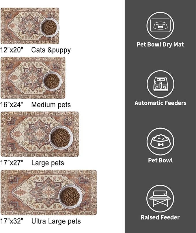 Dog Food Mats for Floors, Absorbent and Quick-Drying Pet Cat Food Mat, - Image 6