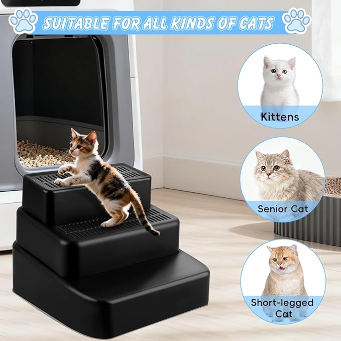 Adjustable 3 Steps Litter Box Ramp, Litter Box Step - Image 4