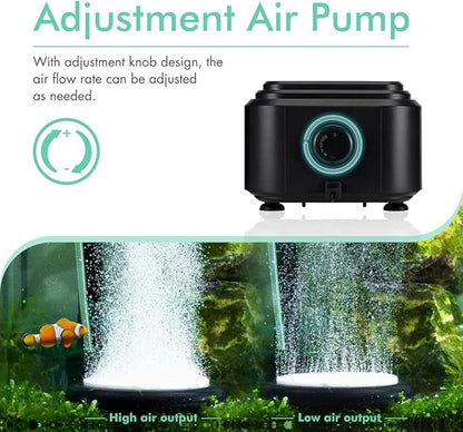 hygger Quiet <30dB Aquarium Air Pump, Adjustable Low Decibel Oxygen Fish Tank - Image 3