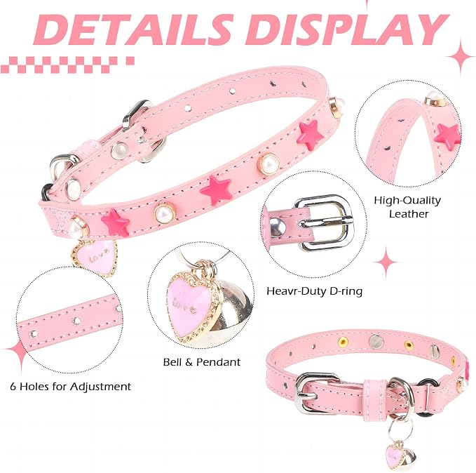 EXPAWLORER Leather Cat Collar for Girl Boy- Adjustable Pet Collar - Image 3