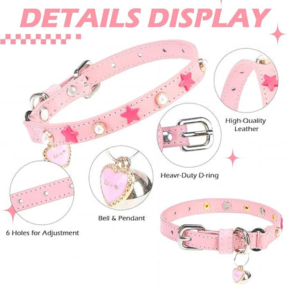 EXPAWLORER Leather Cat Collar for Girl Boy- Adjustable Pet Collar - Image 3