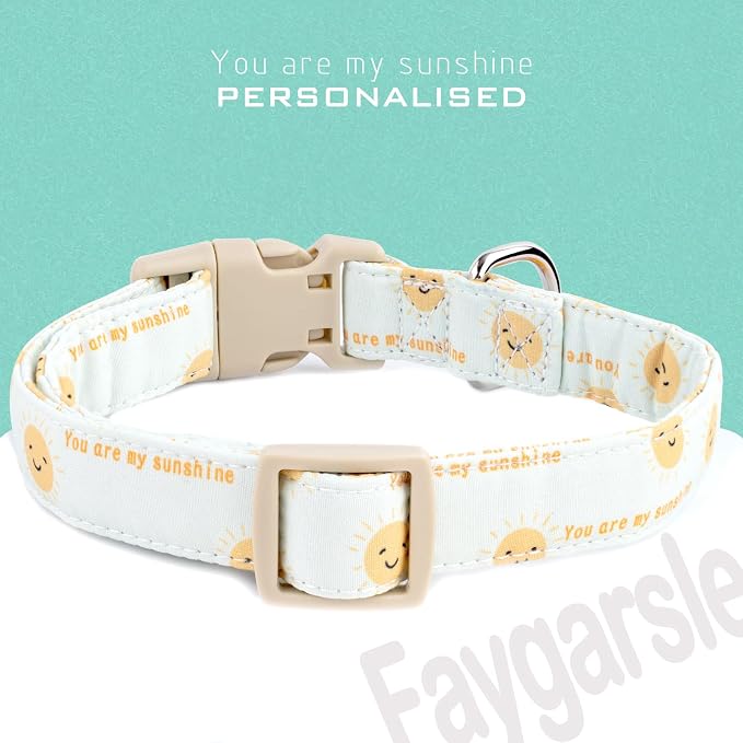 Faygarsle Sunshine Pattern Dog Collar, Adjustable Cotton Fabric, Cute Design - Image 2