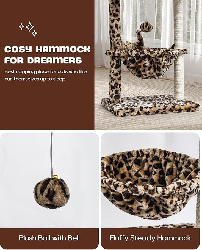 SYANDLVY Small Cat Tree for Indoor Cats, Unique Cheetah Leopard Print Cat Tree - Image 5