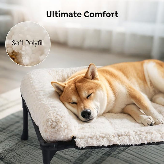 Veehoo Orthopedic Elevated Dog Bed Add Removable Deluxe Rose Plush Bolster - Image 2