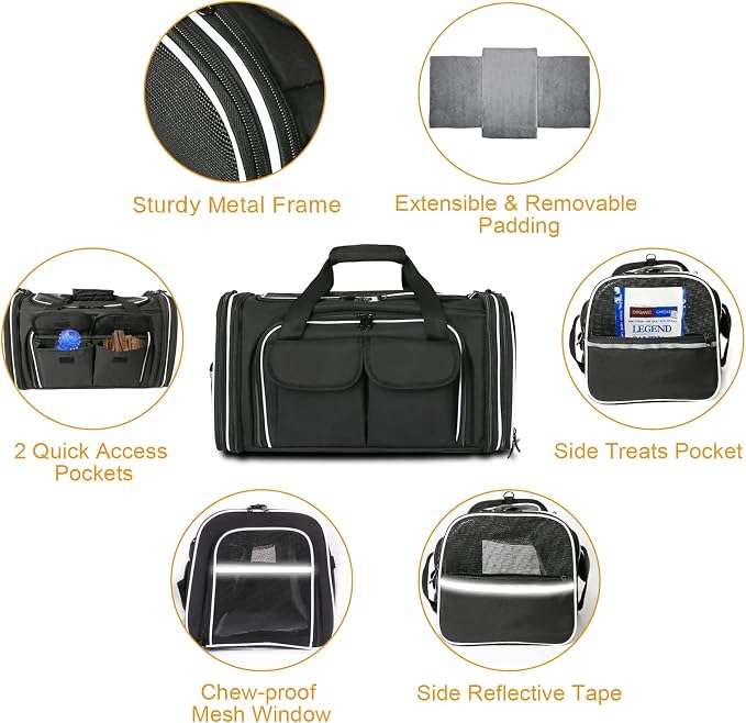 Estarer Soft Sided Pet Carrier Airline Approved, 4 Sides Expandable Collapsible - Image 6