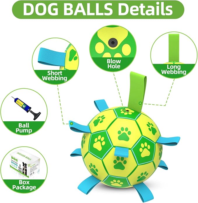 QDAN Dog Toys Soccer Ball, Dog Tug Toy, Water Toy, Durable Balls - Image 7
