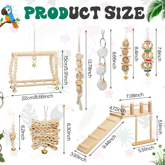 10 Pcs Parrot Swing Toys and Bird Perches Platform - Image 3