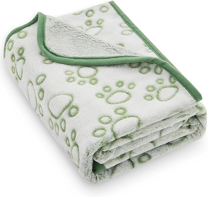 Green Throw Dog Blanket for Puppy Gifts, Dog Stuff Used for Pet Beds, Washable by STUFFED