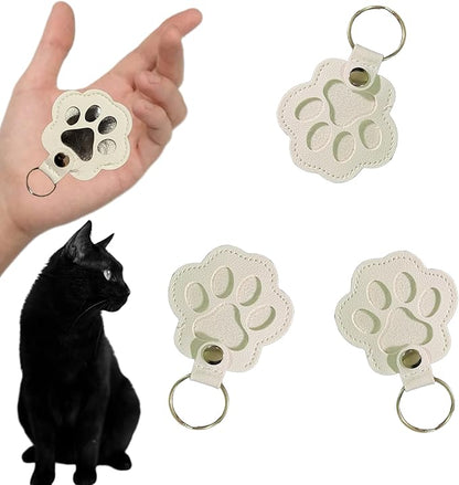 3PCS Cats & Dogs Pet Paw Print Keychain – White Leather Memorial Keychain Holds by Unknown