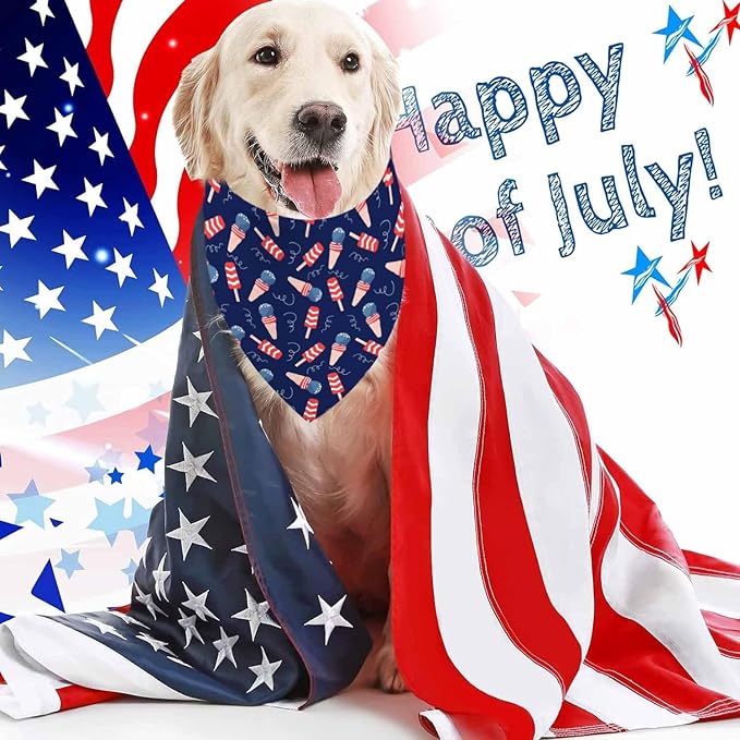 4th of July Dog Bandanas, Patriotic Pet Decorations 2 Pack, Adjustable - Image 2