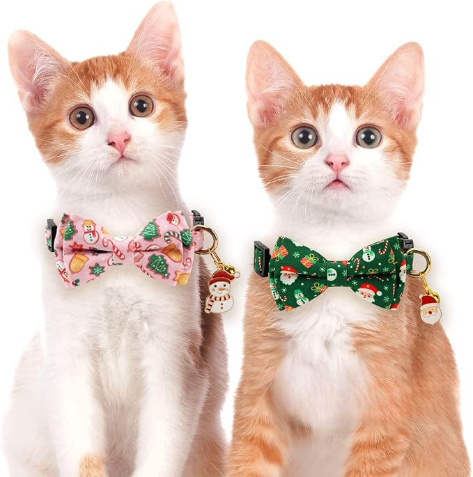 2 Pack Cotton Cat Collar with Bow Tie and Bell - Image 6