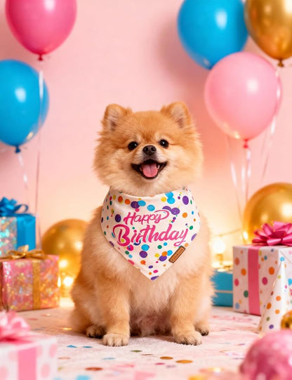 Luxury Double-Layer Dog Birthday Bandana – Handmade, Silk-Soft Polyester - Image 2