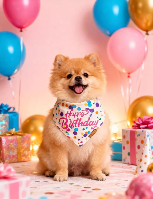 Luxury Double-Layer Dog Birthday Bandana – Handmade, Silk-Soft Polyester - Image 2