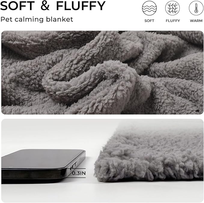 1 Pack 3 Calming Blankets Fluffy Premium Fleece Pet Blanket Soft Sherpa Throw - Image 2