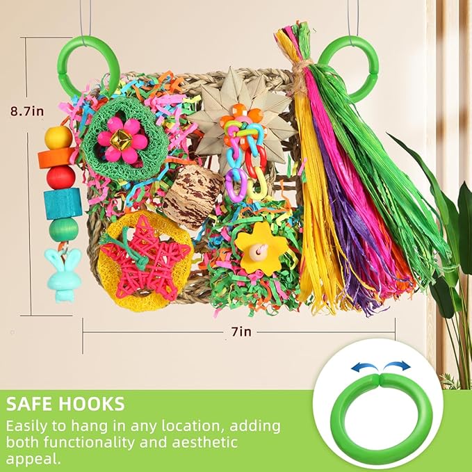 Bird Toys, Parakeet Toys Bird Foraging Toys Grass Mat Climbing Wall - Image 5