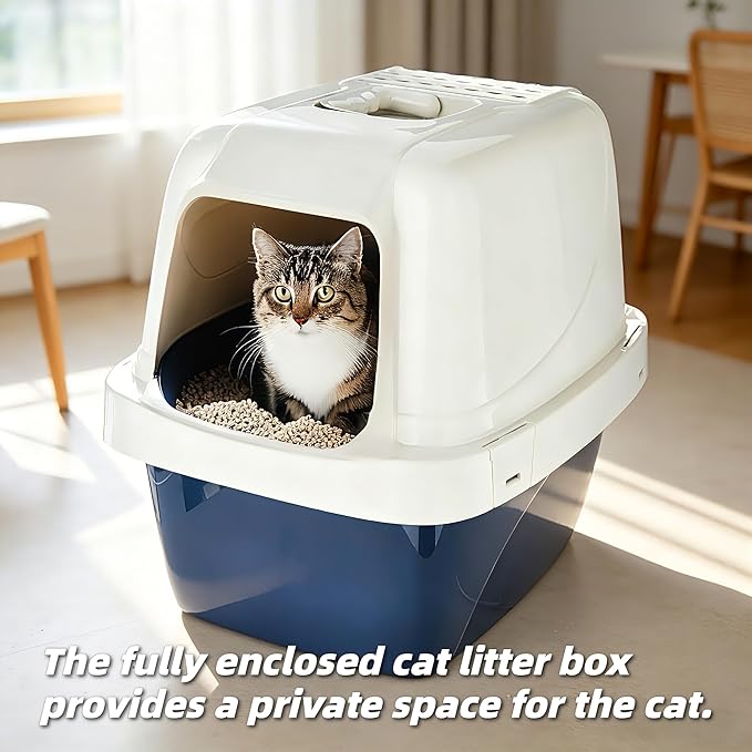 Large sifting Hooded Enclosed cat Litter Box, semi-Closed pet Litter Container - Image 3