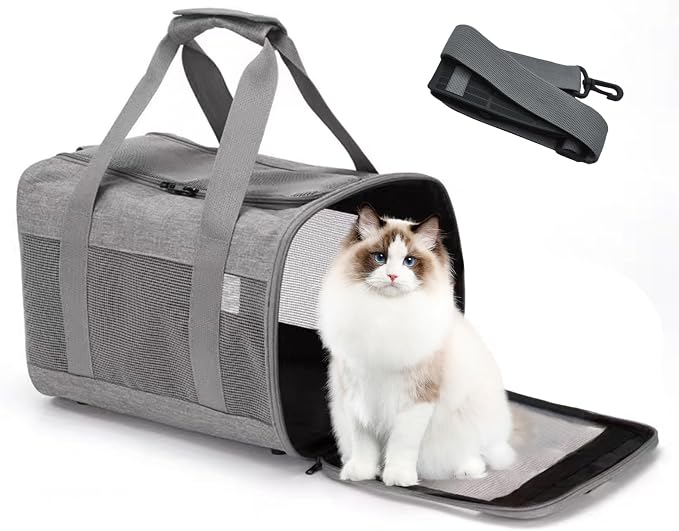 Pet Carrier Bag for Cats, Cat Soft-Sided Carriers Collapsible Ventilated by MUYG