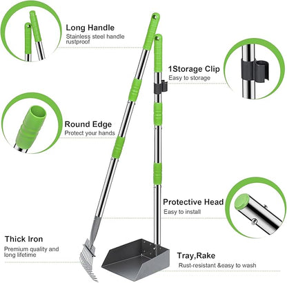 Niubya Pooper Scooper for Dogs, Metal Poop Scooper Tray and Rake Set - Image 2