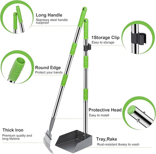 Niubya Pooper Scooper for Dogs, Metal Poop Scooper Tray and Rake Set - Image 2