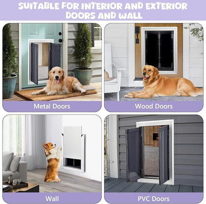 Sliver Pet Door with Panels, Aluminum Dog Door with Automatic Closing Magnetic - Image 4