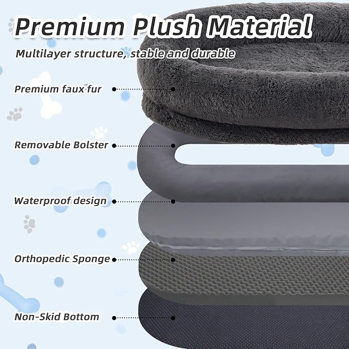 Human Dog Bed, Washable Faux Fur Pet Bed - Image 4