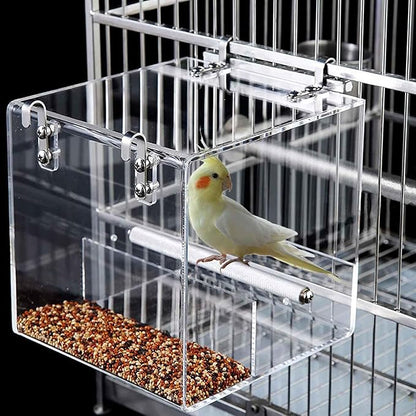 Automatic Acrylic Bird Feeder for Cage, No Mess by Xxmbbjy