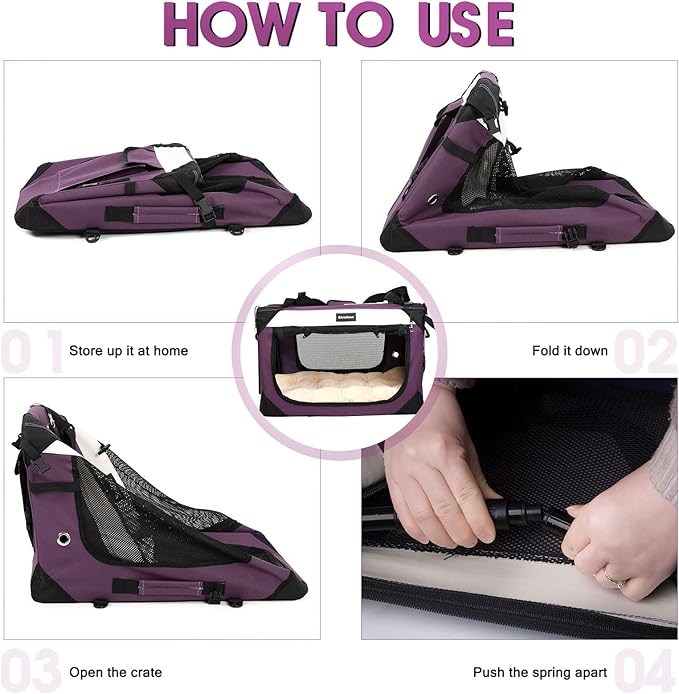 Collapsible Dog Travel Crate, Portable Soft-Sided Pet Carrier Extra Large Cat - Image 4