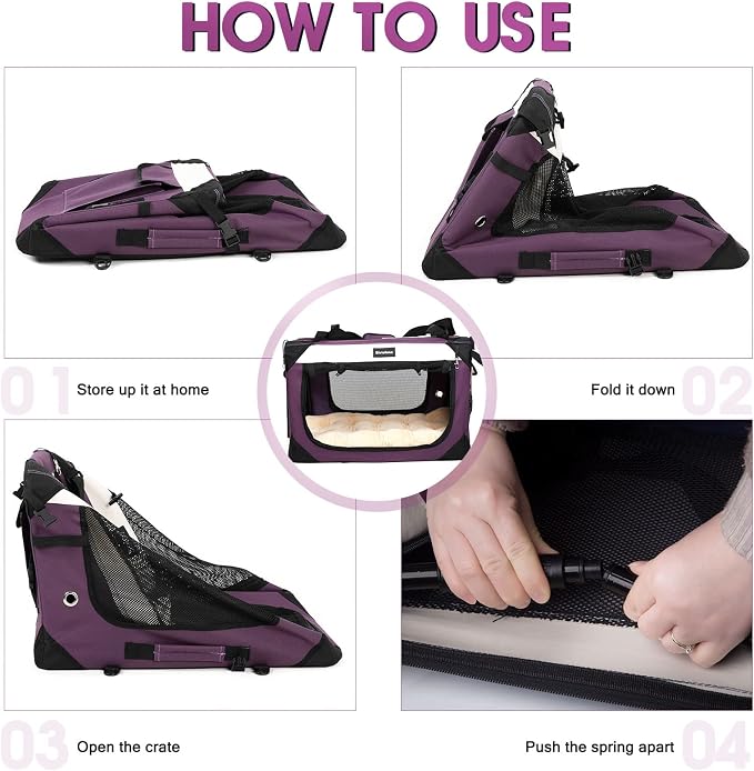 Large Cat Carrier, Collapsible Dog Travel Crate Portable Soft-Sided Pet Carrier - Image 5