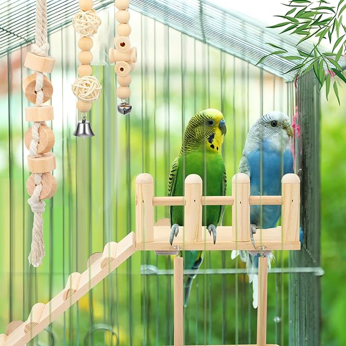 10 Pcs Bird Toys for Parakeets Cage Accessories Parrot Swing Toys and Wooden - Image 5