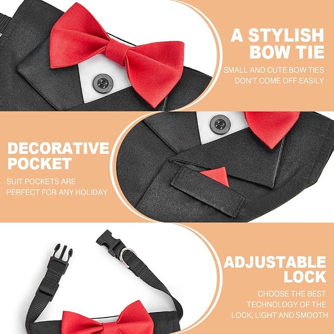 Tuxedo Dog Collar for Wedding Engagement and Birthday, Adjustable Formal Dog - Image 3