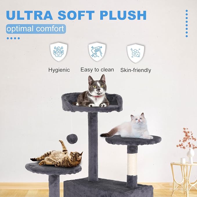 FDW | 54" Cat Tree Tower | Ashy | Multi-Level Indoor Activity Center - Image 5