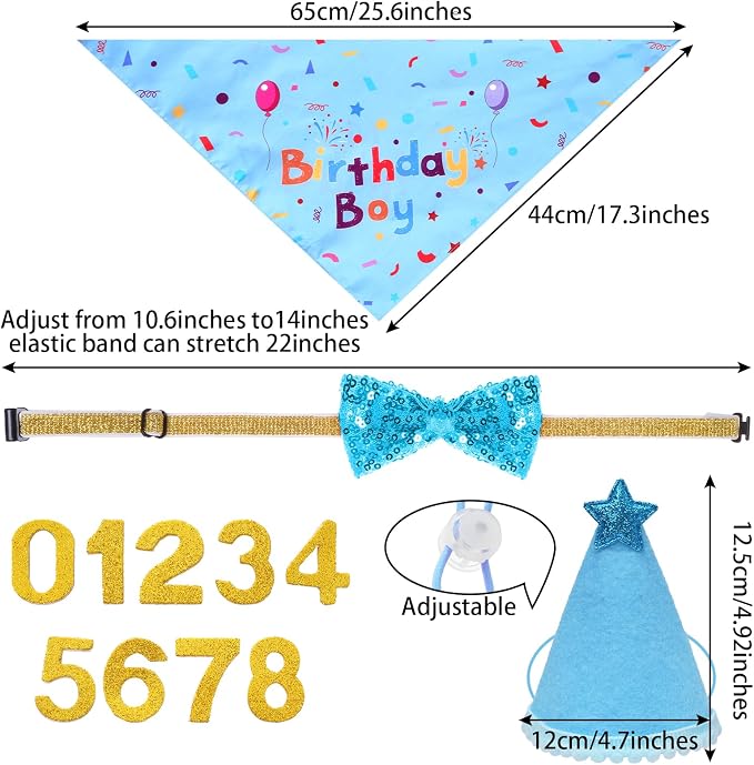 hoyuwak Dog Birthday Party Supplies Girl Boy Dog Birthday Bandana Bow Hat - Image 2