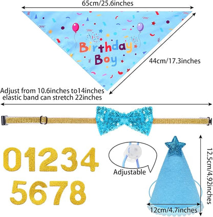 hoyuwak Dog Birthday Party Supplies Girl Boy Dog Birthday Bandana Bow Hat - Image 2