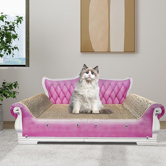 Luxury Cardboard Cat Scratcher Sofa Bed, Couch Shaped Scratching Board - Image 8