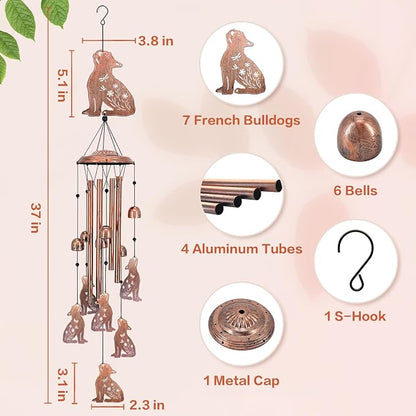 French Bulldog Wind Chimes for Outside, Dog Gifts for Women/Men/Sympathy - Image 4