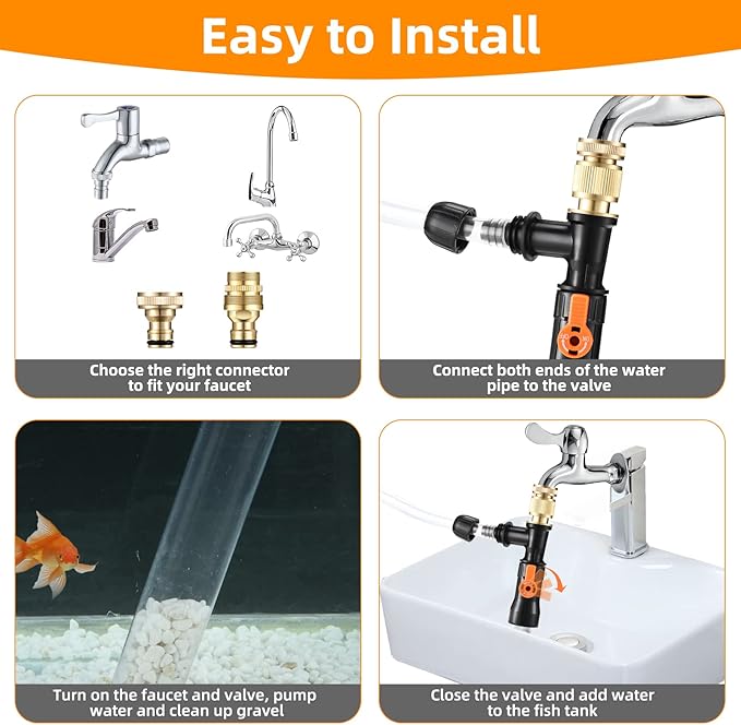 Gravel Vacuum for Aquarium Water Changer Fish Tank Cleaning Tools, Siphon - Image 3
