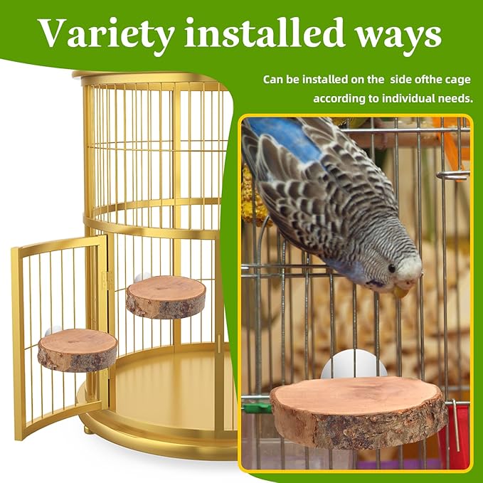 4PCS Natural Wood Round Bird Perch Platform - Image 6