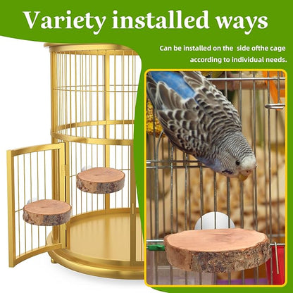 4PCS Natural Wood Round Bird Perch Platform - Image 6