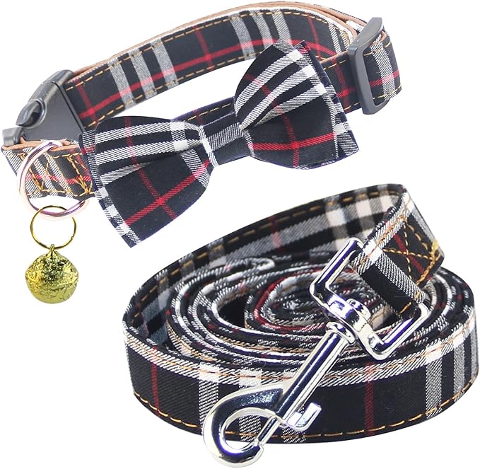 Yizepet Dog Collar and Leash Set-Plaid Puppy Collar by Yizepet