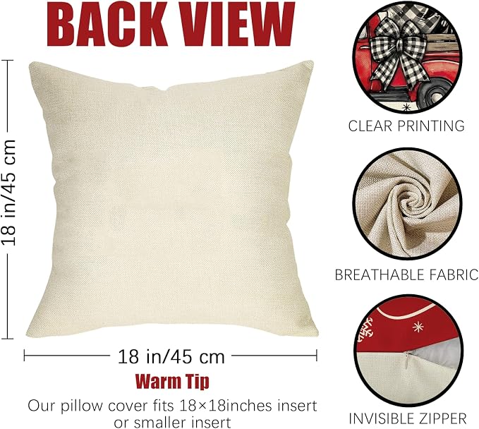 Fahrendom Merry Christmas Decorative Throw Pillow Covers 18 x 18 Set of 4 - Image 3