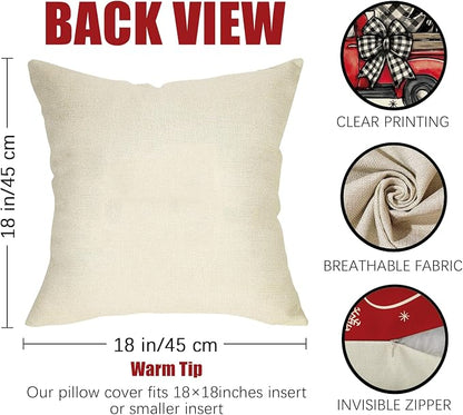 Fahrendom Merry Christmas Decorative Throw Pillow Covers 18 x 18 Set of 4 - Image 3