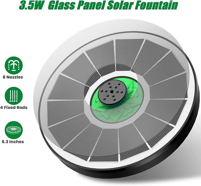 Yzert Solar Fountain for Bird Bath Glass - Image 2