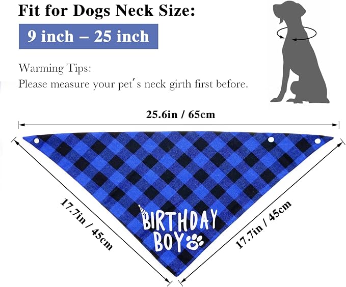 Plaid Dog Bandana with Button, Dual Layer Soft Cotton Triangle Dog Scarf - Image 4