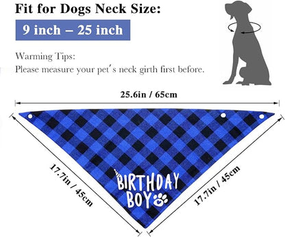 Plaid Dog Bandana with Button, Dual Layer Soft Cotton Triangle Dog Scarf - Image 4