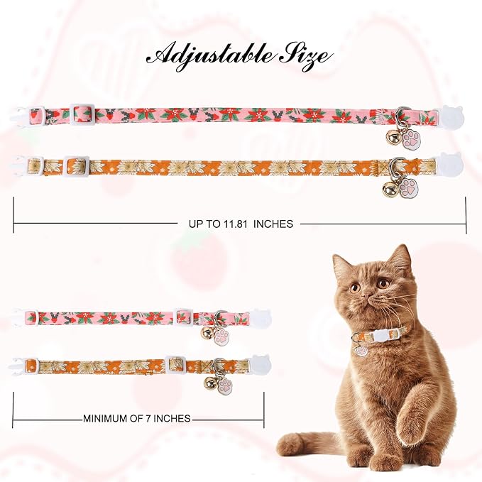 Unique Style Paws Christmas Kitten Collar, 2 Pack Cat Collar - Image 2