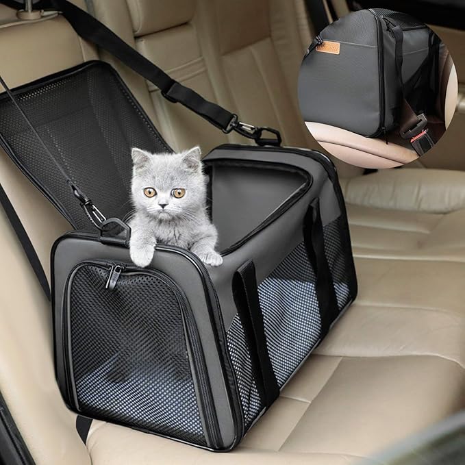Cat Carrier - Portable Foldable Dog Pet Carrier, Soft-Sided Pet Bag up to 22 Lbs - Image 5