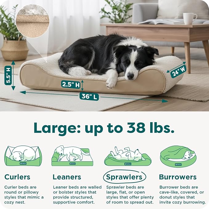 FurHaven Orthopedic Dog Bed for Large/Medium Dogs, Luxe Lounger Contour Mattress - Image 3